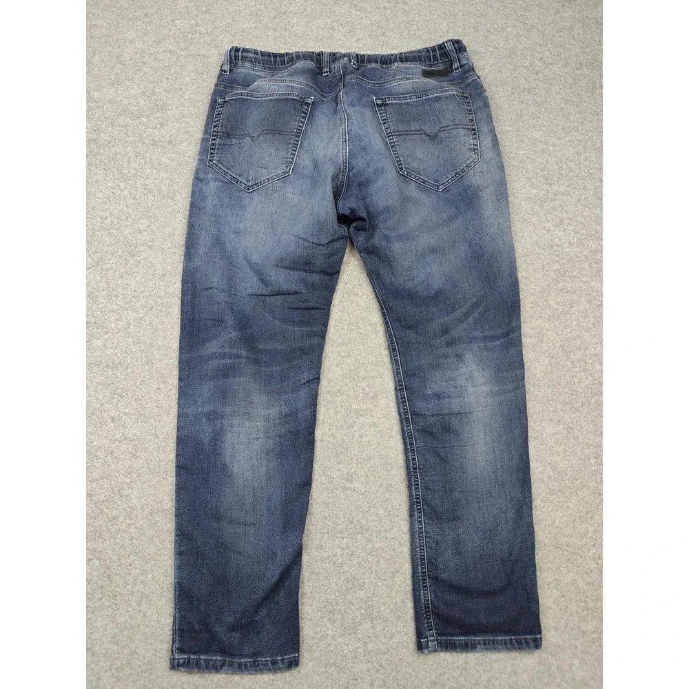 Diesel Narrot Denim + Sweat Jeans Mens 36x30 Blue Distressed Relaxed Tapered